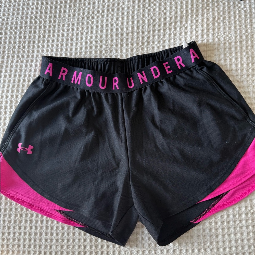 Under Armour Women's Black Shorts with Pink Trim